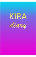 Kira: Journal Diary - Personalized First Name Personal Writing - Letter K Blue Purple Pink Gold Effect Cover - Daily Diaries for Journalists & Writers - J