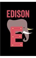 Edison: Animals Coloring Book for Kids, Weekly Planner, and Lined Journal Animal Coloring Pages. Personalized Custom Name Initial Alphabet Christmas or Birt