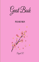 Guest Book- Pink and Flower - For any occasion - 66 color pages -8.5x8.5 Inch