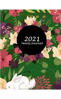 2021 Yearly Journal: Beauty Floral, Yearly Calendar Book 2021, Weekly/Monthly/Yearly Calendar Journal, Large 8.5" x 11" 365 Daily journal Planner, 12 Months Calendar, sc