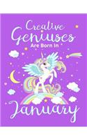 Unicorn Composition Notebook Creative Geniuses Are Born In January