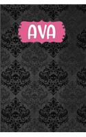 Ava: Black Gothic Personalized Lined Notebook and Journal for Women and Girls to Write in