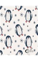 Notebook by Dim Ple: Cute Penguin Cover and Lined Pages, Extra Large (8.5 X 11) Inches, 110 Pages, White Paper