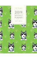 2019 Weekly Planner Twenty Nineteen: Dated with to Do Notes and Inspirational Quotes - Siberian Husky Green(29 Awesome Calendar Planners for Dog Owners)