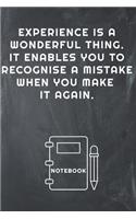 Experience Is a Wonderful Thing. It Enables You to Recognise a Mistake When You Make It Again Notebook