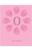 O: Monogram Initial O Letter Ruled Notebook for Women, Girl and School, Pink Floral Cover 8.5'' x 11'', 100 pages