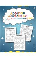Addition Math Worksheet for Preschool, Kindergarten and 1st grade