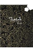 Sketchbook Large 8 x 10 Premium, Uncoated (75 gsm) Paper, Floral Black Cover