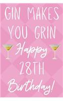 Gin Makes You Grin Happy 28th Birthday