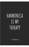 Harmonica Is My Therapy Notebook: Blank Lined Journal 6x9 - Harmonica Mouth Organ Music Instrument Gift for Musicians