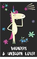 Wonders & Unicorn Lover: Blank Lined Notebook Journal Gift Idea