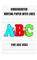 Kindergarten writing paper with lines for ABC kids