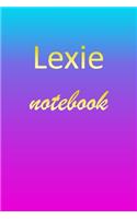 Lexie: Blank Notebook - Wide Ruled Lined Paper Notepad - Writing Pad Practice Journal - Custom Personalized First Name Initial L Blue Purple Gold - Taking 