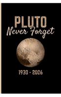 Pluto Never Forget 1930-2006: Blank Lined Journal Notebook Planner - Space Journal Notebook Space Notebook