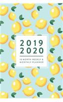 2019 2020, 18 Month Weekly & Monthly Planner: Blue Lemons, January 2019 - June 2020