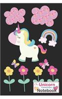 Unicorn Composition Notebook: Black Unicorn Notebook for Girls Boys School