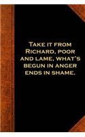 Ben Franklin Quote Journal Begun Anger Ends Shame Vintage Style: (Notebook, Diary, Blank Book)