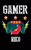 Gamer Niko: Liniertes Notizbuch für deinen Vornamen