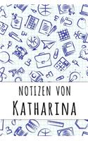 Notizen von Katharina: Kariertes Notizbuch mit 5x5 Karomuster für deinen personalisierten Vornamen