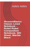 AmazonBasics1 Classic Lined Notebook - Ruled Ruled Composition Notebook, 120 Sheet, Marble Black