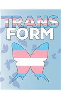 Blank Sheet Music Notebook: Transform Butterfly Transgender Flag Colors Musical Journal Staff Paper Musicians Manuscript Songwriting 8.5x11 with 108 Pages Each with 9 Staves