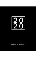 2020 Weekly & Monthly: Solid Black 2020 Planner