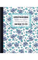 Racoon Composition Notebook: Pretty Lined Paper Exercise Book for Kids - Wide Ruled Notebook for Schoolgirl - Unique Gift Idea with Cute Patterns