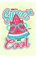 Super Cute Kawaii Sweet and Cool Watermelon Cat Notebook