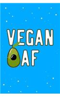Vegan AF Journal Notebook: Blank Lined Ruled for Writing 6x9 110 Pages