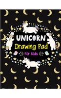 Unicorn Drawing Pad For Kids: Childrens Black Paper Sketch Book for Drawing Practice with Gel Pens. Large Sketchbooks and Journal for Kids Age 4,5,6,7,8,9,10,11 and 12 Year Old B