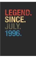 Legend Since July 1996: Small Lined Notebook - Happy Birthday Gift or Happy Anniversary Gift Idea