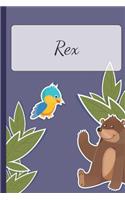 Rex: Personalized Notebooks - Sketchbook for Kids with Name Tag - Drawing for Beginners with 110 Dot Grid Pages - 6x9 / A5 size Name Notebook - Perfect a