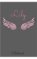 Lily Notebook: A beautiful personalized angel wings soft cover notebook with 100 lined pages in 6x9 inch format. Personal Diary Personalized Journal Customized Jou