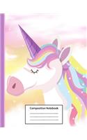 Composition Notebook: Wide Ruled Pastel Unicorn Journal & Exercise Book for Girls, Teens, Kids, Students for Home, College or School