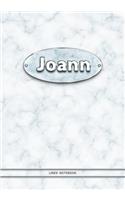Joann - Lined Notebook: College Ruled Blank Pages Plus Extra Date Neutral Calendar (12 Months) and Notepad Sketch Designs. Cover Print White Marble Background with Silver-I