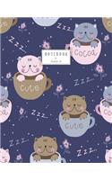 Notebook: Cute cup cat Notebook for Girls and Lined pages, Extra large (8.5 x 11) inches, 110 pages, White paper (Notebook and journal)(1 Cute Cup Cat Notebook)