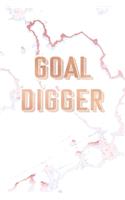 Goal Digger: Inspirational Quote Bullet Journal, Elegant White Marble and Rose Gold - 6 x 9, 120 Dot Grid Pages