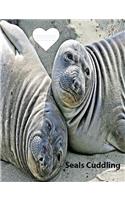 Seals Cuddling on Cover for wideruledlinepaper Composition Book