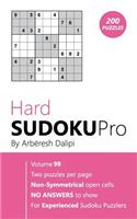 Hard Sudoku Pro: Book for Experienced Puzzlers (200 puzzles) Vol. 98