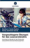 Vorgeschlagene Übungen für das Leseverständnis