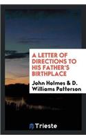 Letter of Directions to His Father's Birthplace