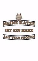 Meine Katze ist ein Herz auf vier Pfoten: Notizbuch, Notizheft, Notizblock - Geschenk-Idee für Katzen Fans - Karo - A5 - 120 Seiten