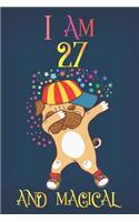 I Am 27 and Magical: Notebook and English Bulldog Journal for 27 Year Old Teen Girls and Boys, a Happy Birthday 27 Years Old Composition Sketchbook with Rainbow Stars Co