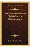 On Certain Hindrances to Wisdom in Statesmanship