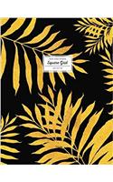 Graph Paper Notebook (Diary, Journal) - Square Grid: Gold Palm Leaf