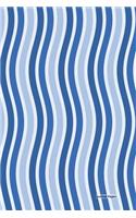 Journal Pages - Blue Curvy Stripes: 6" x 9", lined journal, blank book notebook, durable cover,150 pages for writing