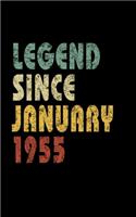 Legend Since January 1955: Retro Birthday Gift Notebook With Lined Wide Ruled Paper. Funny Quote Sayings 5 x 8 Notepad Journal For Taking Notes For People Born In January 1955