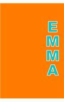 Emma: A 6x9 Lined Journal (Emma in aqua text on orange cover)