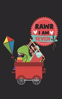 Rawr - I am seven: diary, notebook, book 100 lined pages in softcover for everything you want to write down and not forget