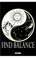 Find Balance Notebook: School Notizbuch: Notizbuch A5 karierte 110 Seiten, Notizheft / Tagebuch / Reise Journal, perfektes Geschenk für Sie